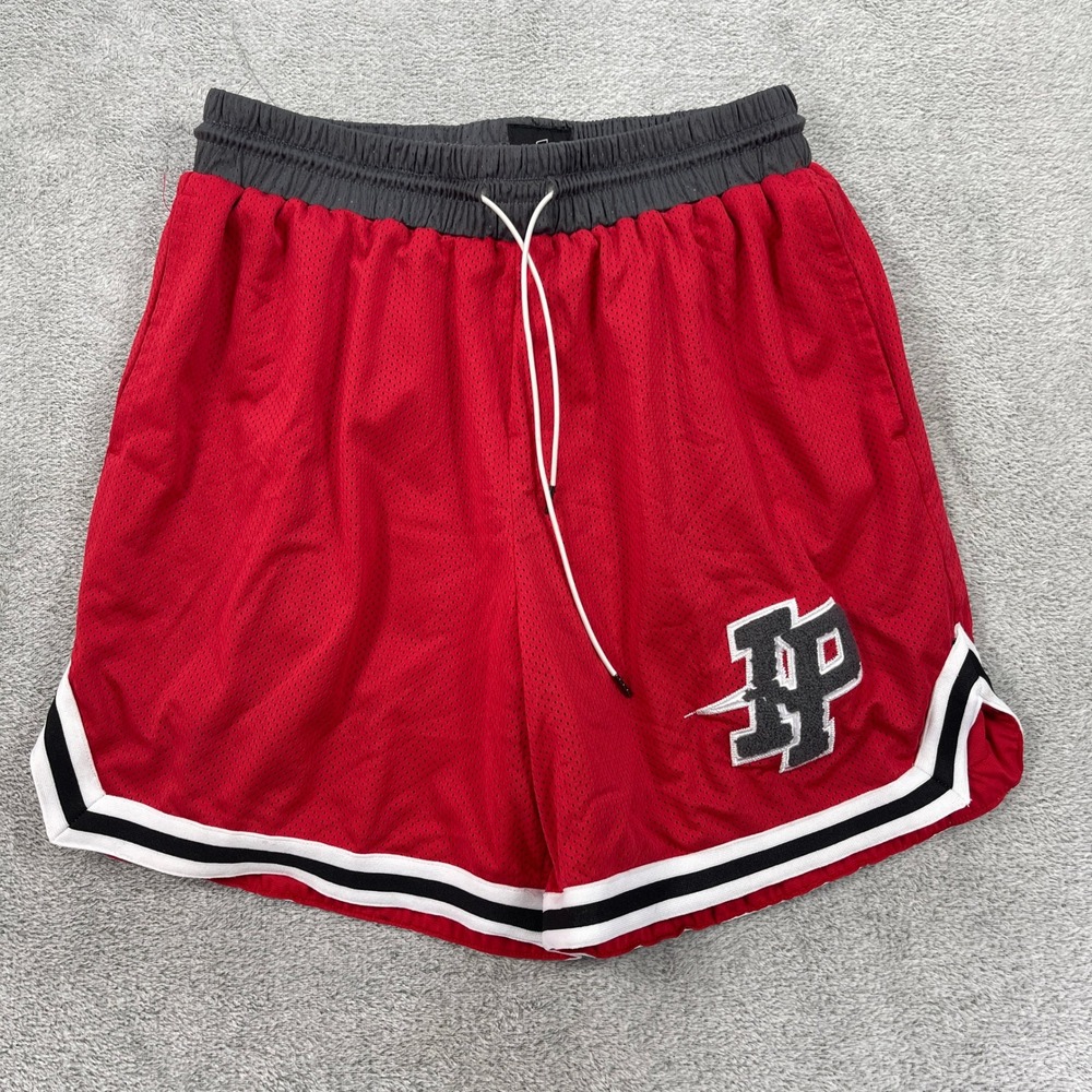 Inaka Power Mesh Shorts Mens XL Red Basketball Gym Shorts Athletic Stripe Logo
